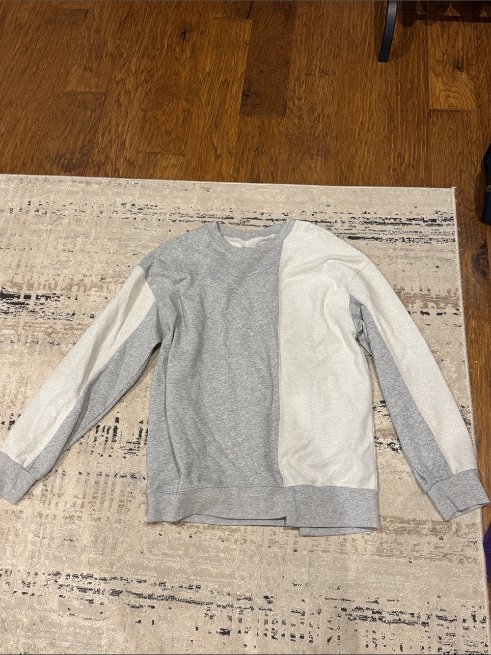 Amazon Men's Two-Tone Crewneck Sweater in Light Gray and Heather Gray